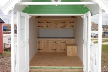 Inside Green 4.8m x 2.4m Beach Hut, Lancing, Brighton