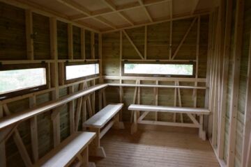 Inside Upper Level Two Storey 6m x 2.4m Bird Hide @ Worcestershire Wildlife Trust